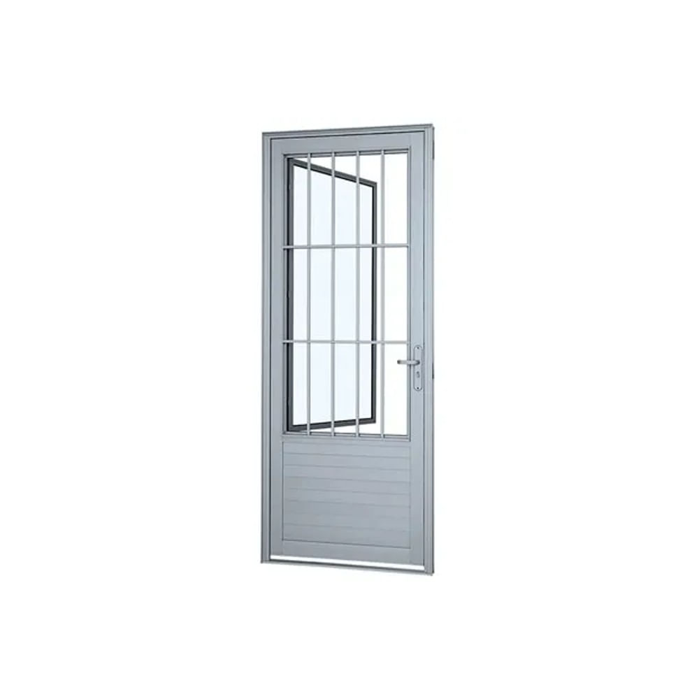 Porta Social Postigo Alumínio Branco Grade Classic Esquerda 216x88x5 Alumifort Sasazaki