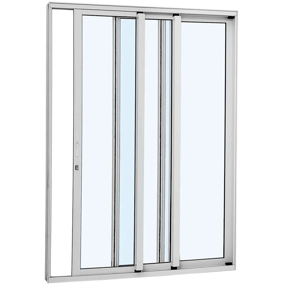Porta De Correr Alumínio Branco 3 Folhas Direita 216x160x12 Alumifort Sasazaki
