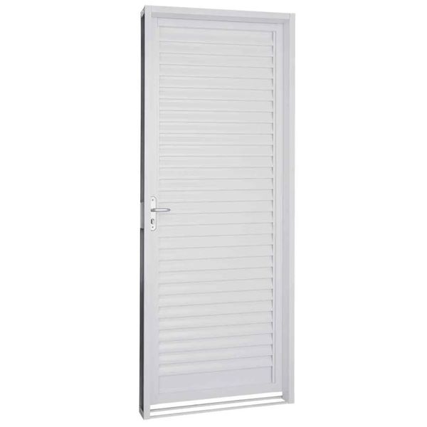 Porta Veneziana Aço Branco Direita 217x87x12 Prátika Sasazaki