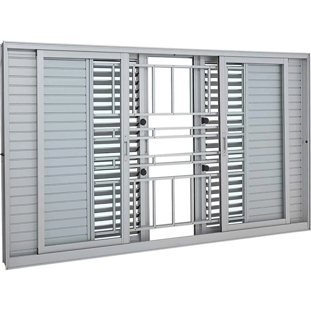 Janela Veneziana Multiflex Alumínio Branco Grade Classic 6 Folhas 100x150x14 Aluminium Sasazaki