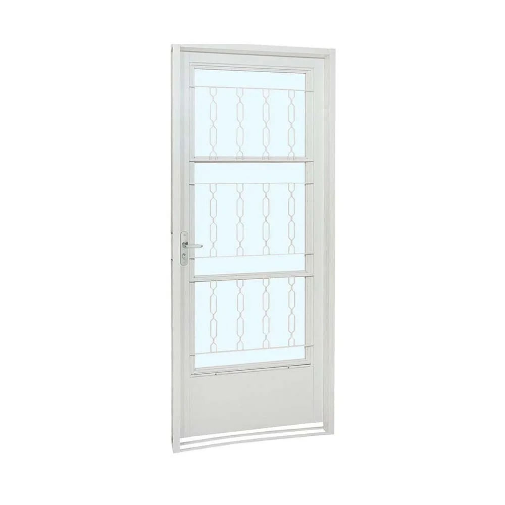 Porta Social Postigo Aço Branco Grade Elo Esquerda 217x87x8 Prátika Sasazaki