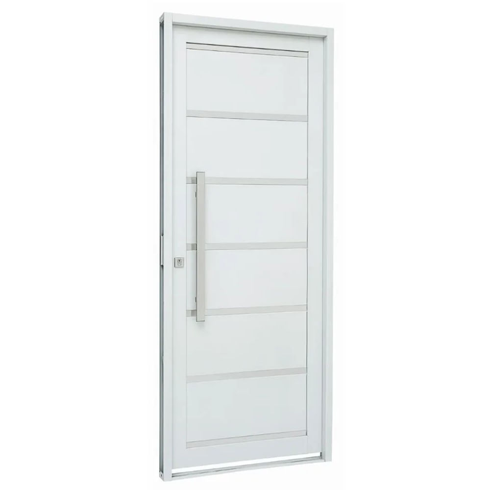 Porta Social Lambri Frisado Aço Branco Esquerda 217x088x08 Prátika Sasazaki