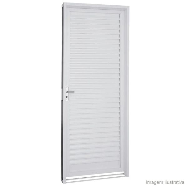 Porta Veneziana Aço Branco Direita 217x77x6 Prátika Sasazaki