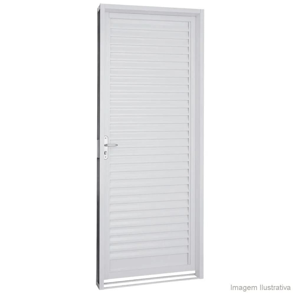 Porta Veneziana Aço Branco Direita 217x77x6 Prátika Sasazaki
