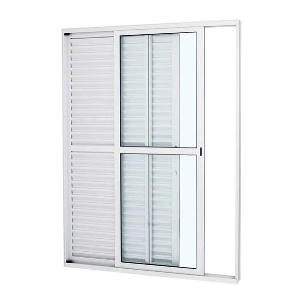 Porta Balcão De Correr Alumínio Branco 3 Folhas Móveis 216x120x13 Alumifort Sasazaki