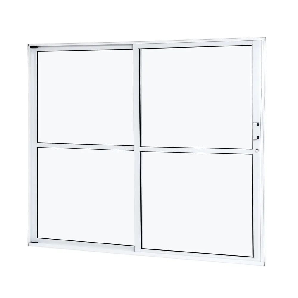 Porta Alumínio Correr 2 Folhas Vidro Liso Direita 160X210X7,9 Branco Cristal Ramassol