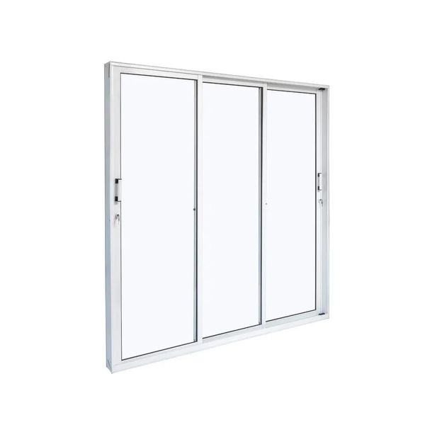 Porta Alumínio Correr 3 Folhas Vidro Liso 160X210X12,2 Branco Cristal Ramassol
