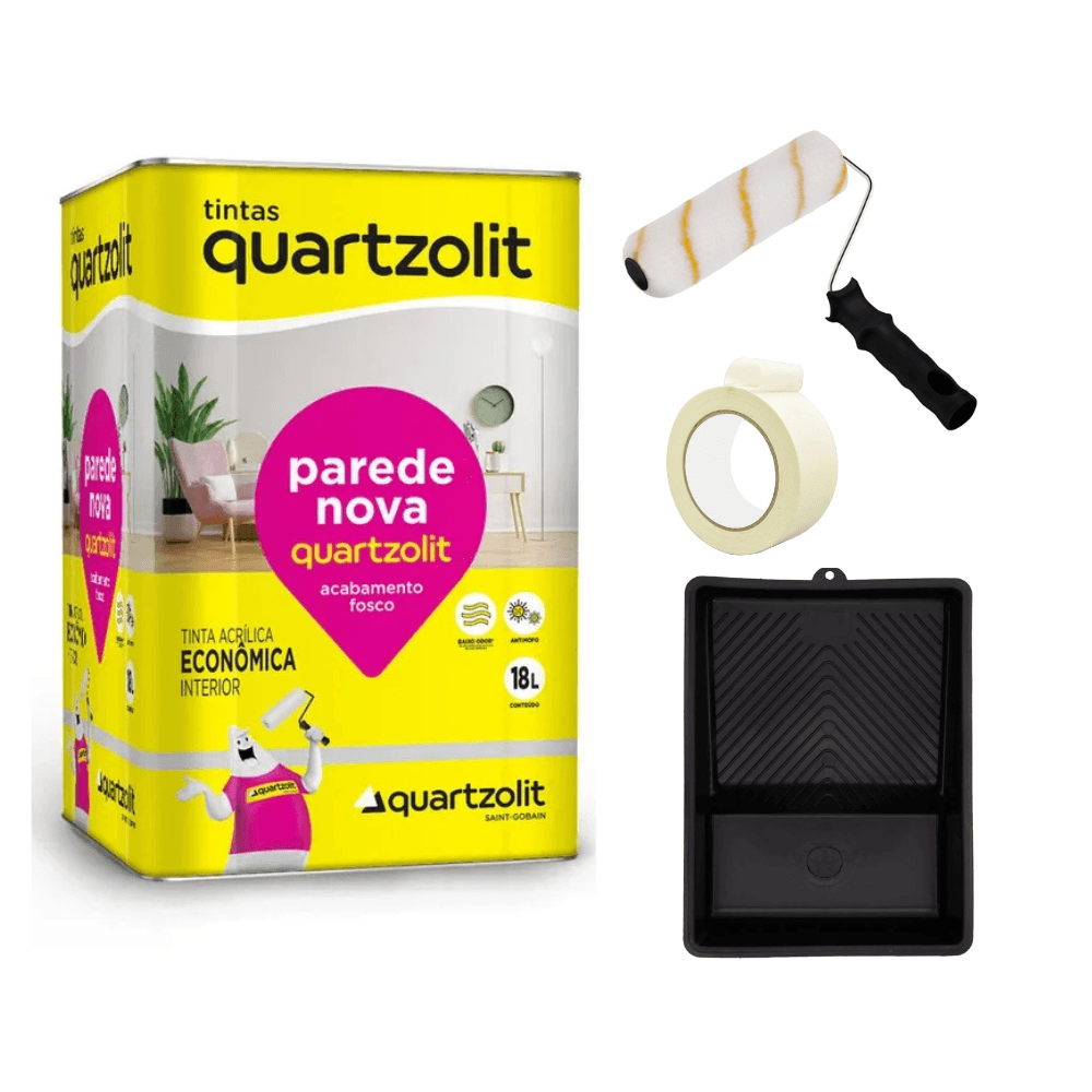 Kit Tinta Acrílica Nova Eco Branco Neve 18L + Acessórios de pintura e Fita Crepe Adere