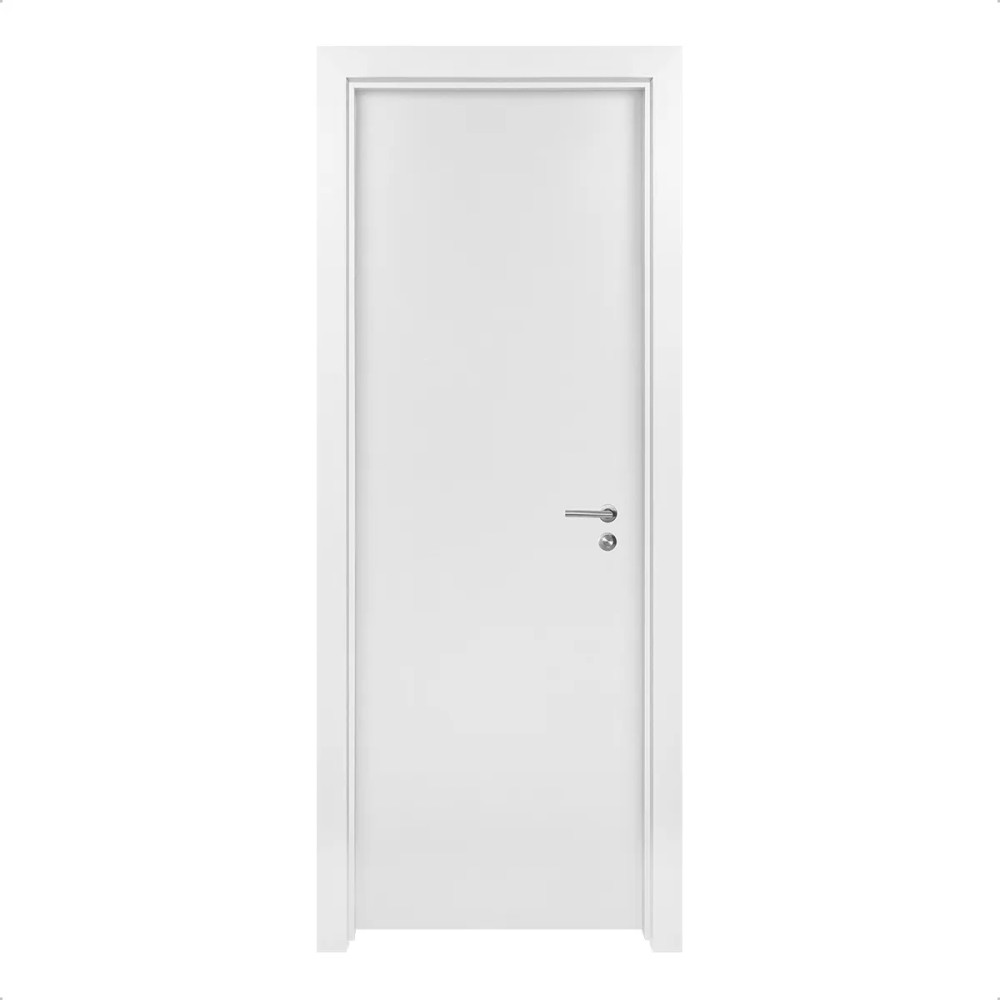 Kit Porta de Madeira 210x82 Esquerda Batente Regulável 11-19cm Branco Texturizado Rocha