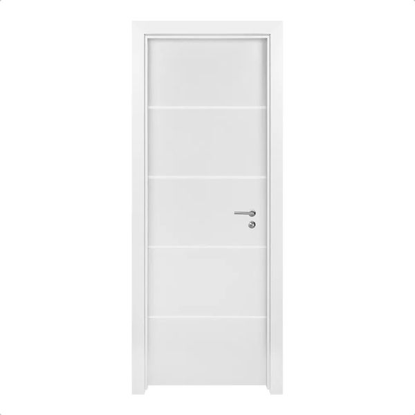 Kit Porta de Madeira 210x72 Esquerda Batente Regulável 11-19cm Super Branco New Frisada Rocha