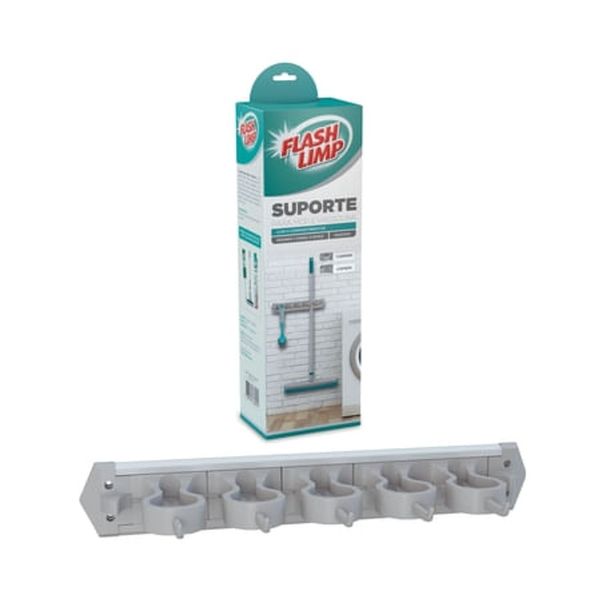 Suporte Mop Vassoura 11 Compartimentos Cinza Flash