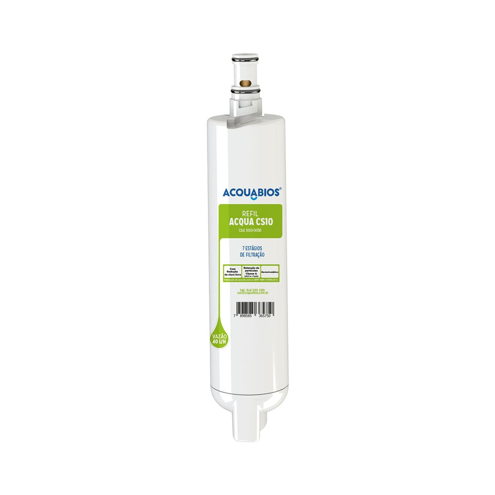 Refil Para Purificador Consul Compatível com CPB34AS, CPB34AF, CPB34AB, CPC31AF, CPC31AB Ultrafiltração Acqua CS10 34 31 Acquabios