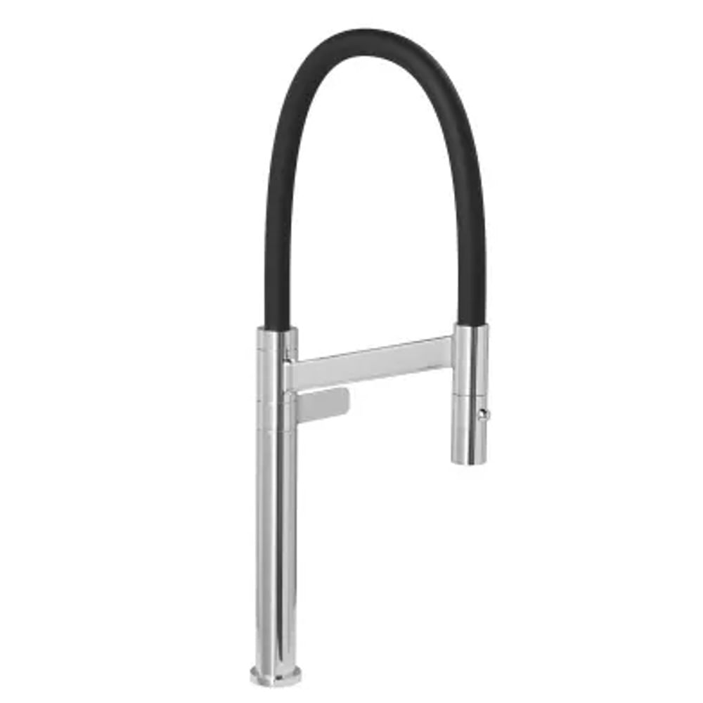 Torneira para Cozinha de Mesa Bica Alta Cromado e Preto Deca Torneira de Mesa para Cozinha Bica Alta Cromado e Preto Deca