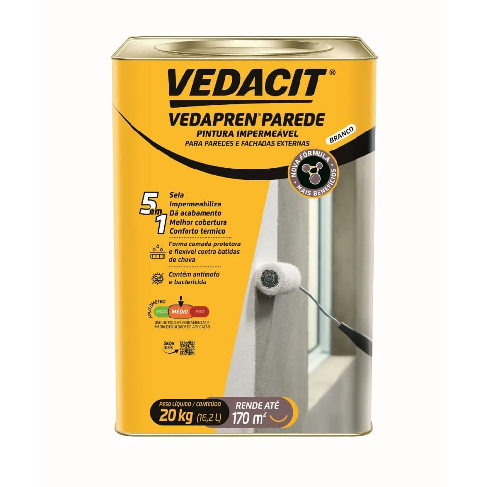 Tinta Impermeabilizante Vedapren Parede Branco Lata 20kg Vedacit