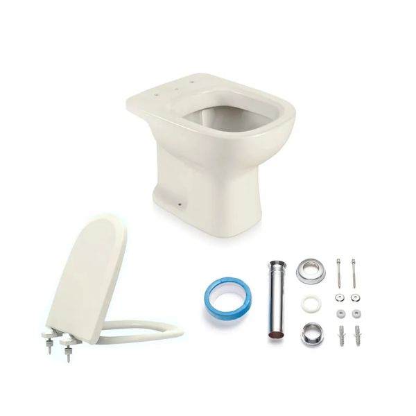 Kit Vaso Sanitário Convencional Assento Pp Soft Close e Acessórios Palha Etna Icasa