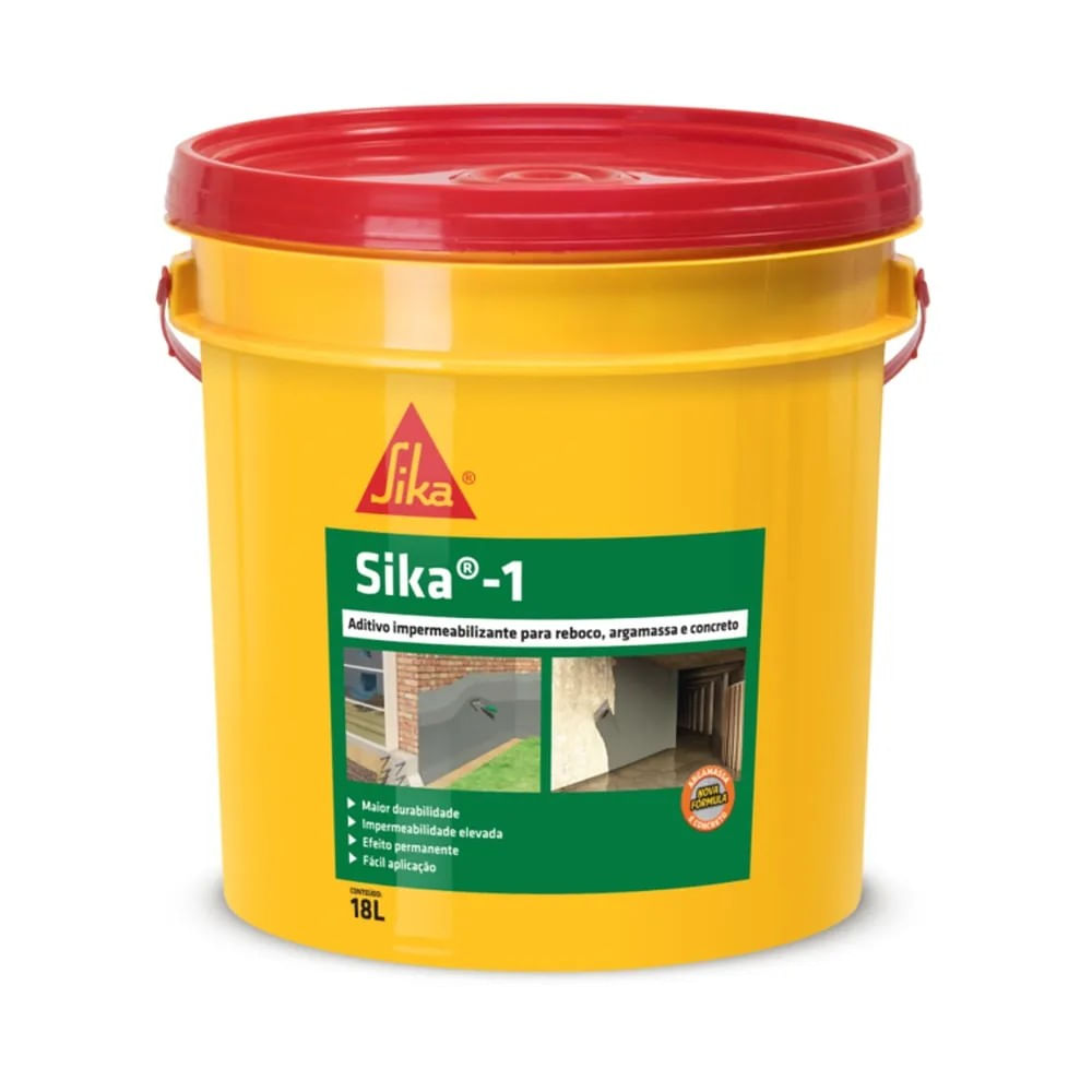 Aditivo Impermeabilizante Sika 1 Argamassa Reboco e Concreto 18 Litros Sika