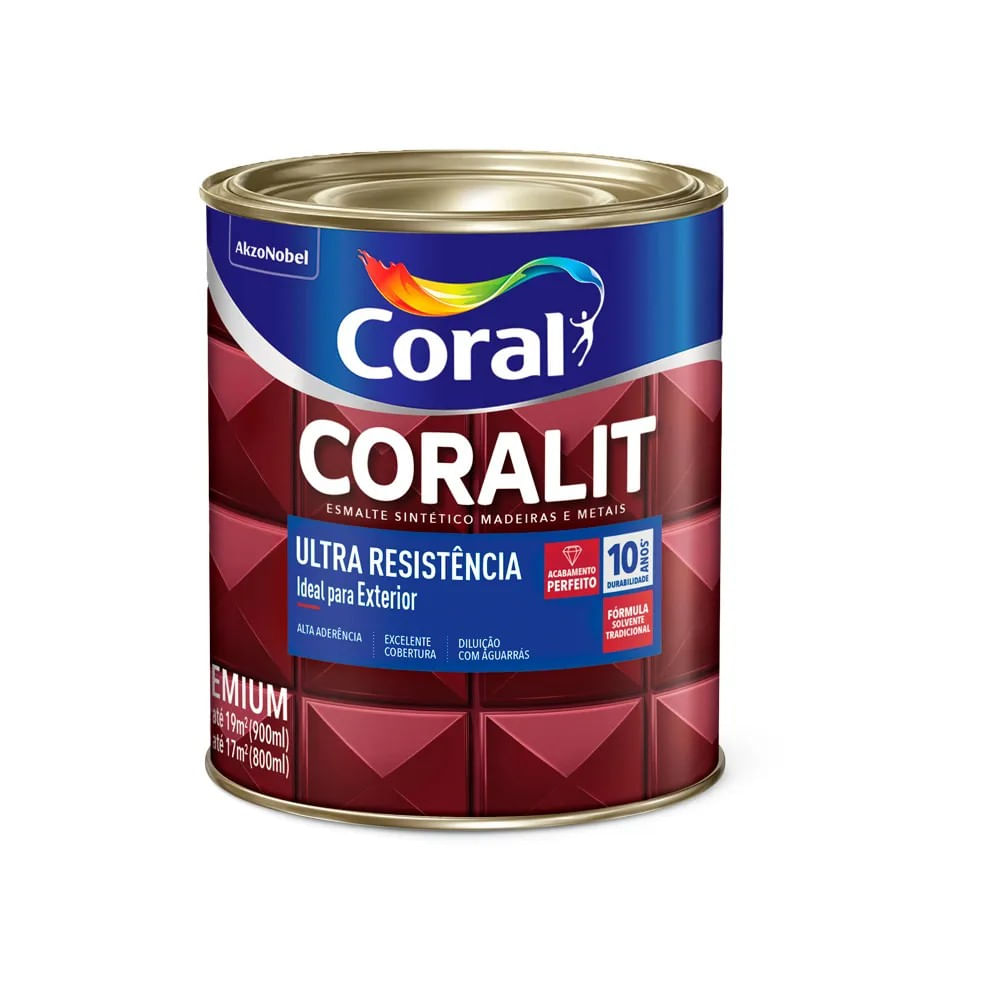 Tinta Esmalte Sintético Premium para Madeiras e Metais Acabamento Fosco Preto 3,6 Litros Coralit Coral