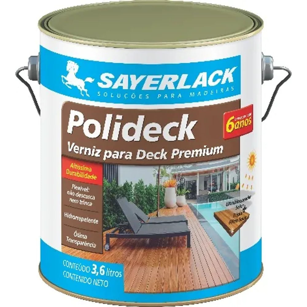 Verniz Para Deck Semibrilho Natural Polideck 3,6 Litros Sayerlack