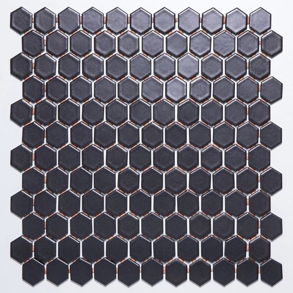 Pastilha para Piscina Preto Acetinado Hexagonal Bold Drop System Atlas
