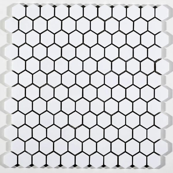 Pastilha para Piscina Branco Artico Acetinado Hexagonal Bold Drop System Atlas