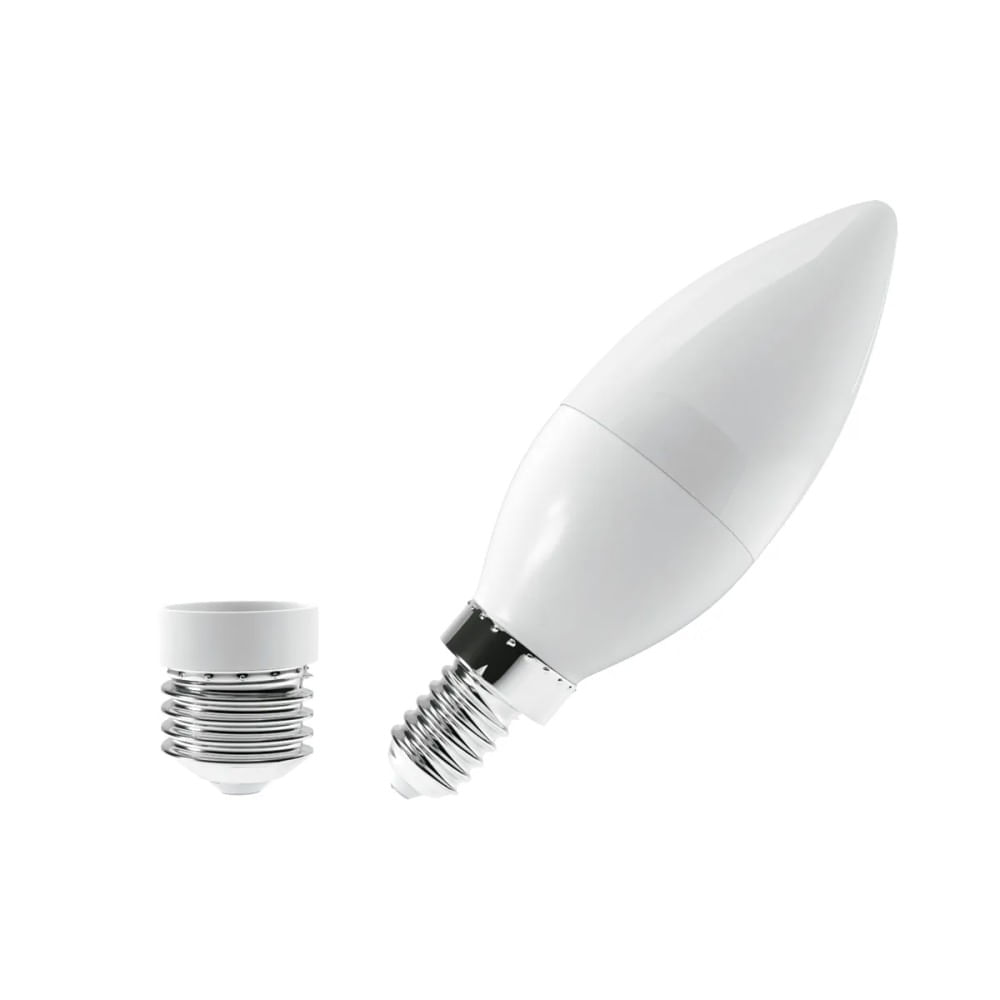 Lâmpada Vela Led Leitosa E14 E27 6W 6000K Bivolt Luminatti