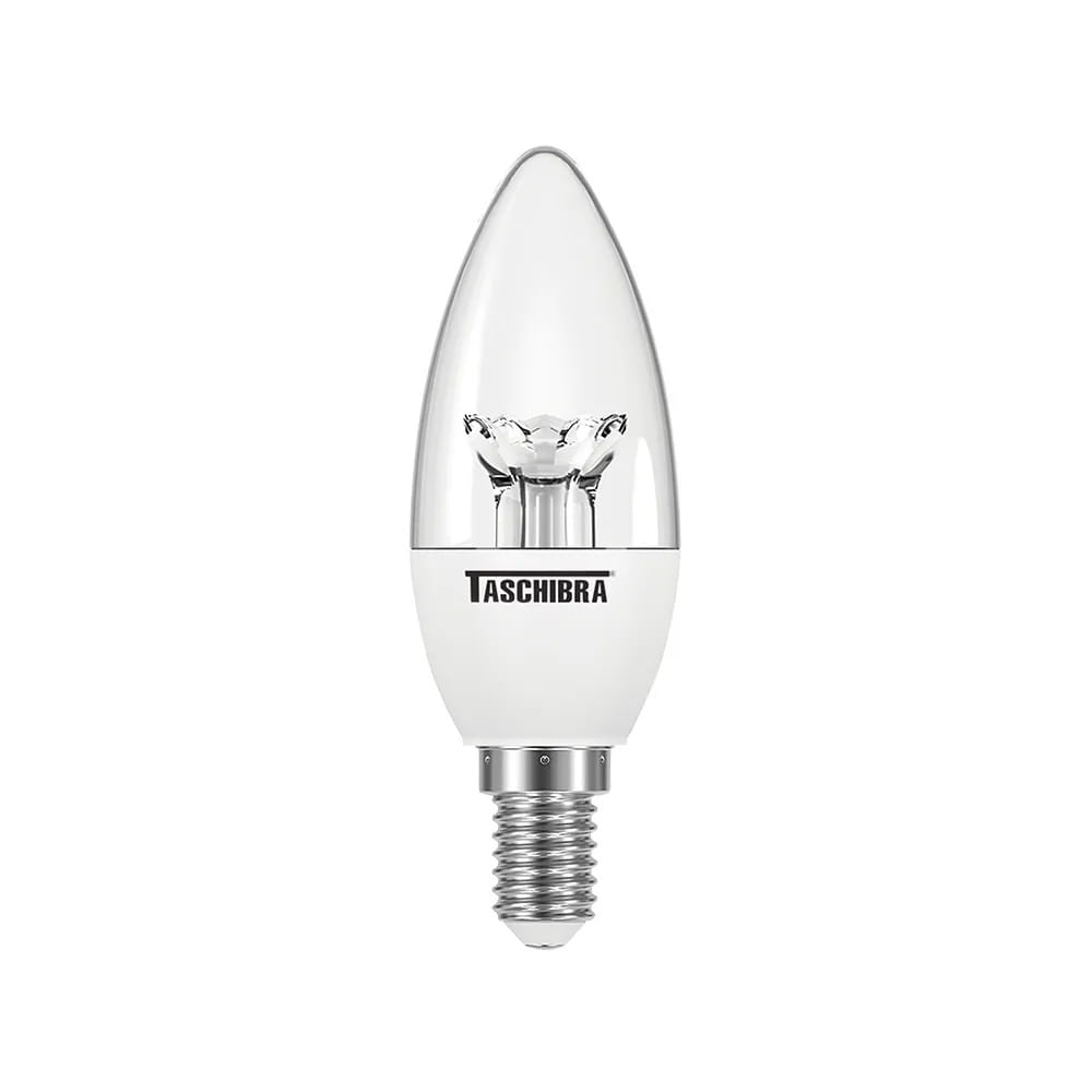Lâmpada Led Vela TVL 25 Clara 3W 6500k E14 Adaptador E27 Taschibra