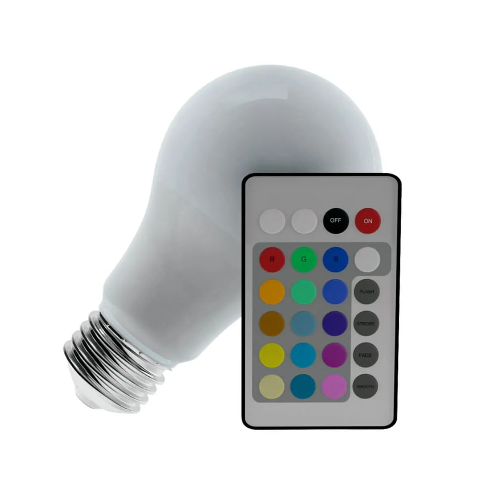 Lâmpada Colorida Bulbo Rgb Com Controle Remoto 3.5W Bivolt Luminatti