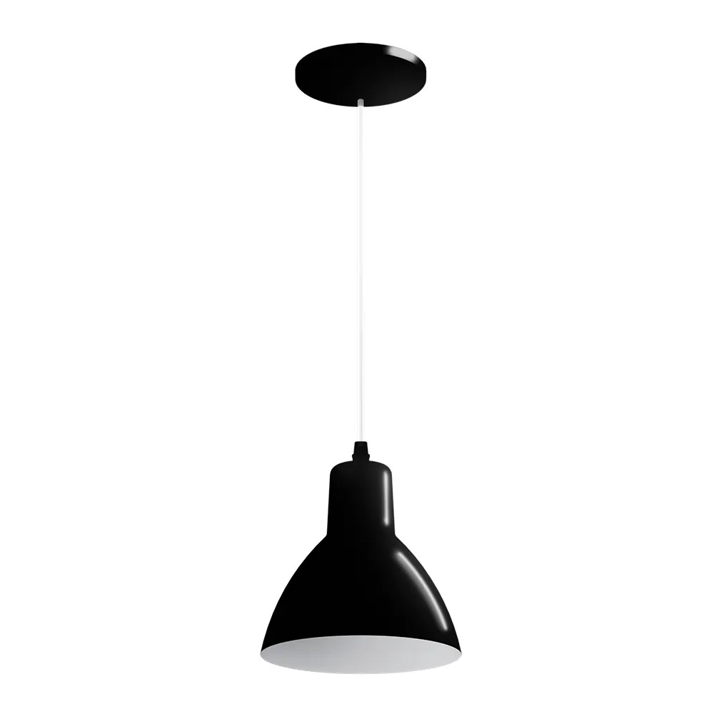 Luminária Pendente TD 622/1 E27 Preta Taschibra
