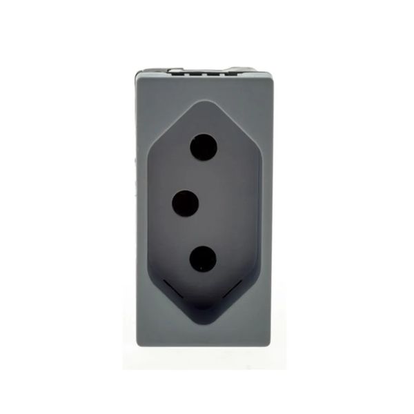 1 Módulo Tomada 2pt 10A/250VPinos Cilíndricos 4mm Com Identificação De Tensão Borne Automático Cinza Acetinado 615038cz Pial Plus Legrand