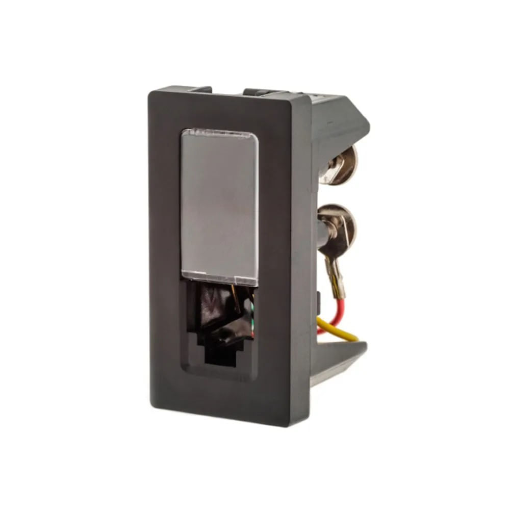 1 Módulo Tomada Telefone Rj11 4 Fios Preto Acetinado Monocromático 615010pt Pial Plus Legrand