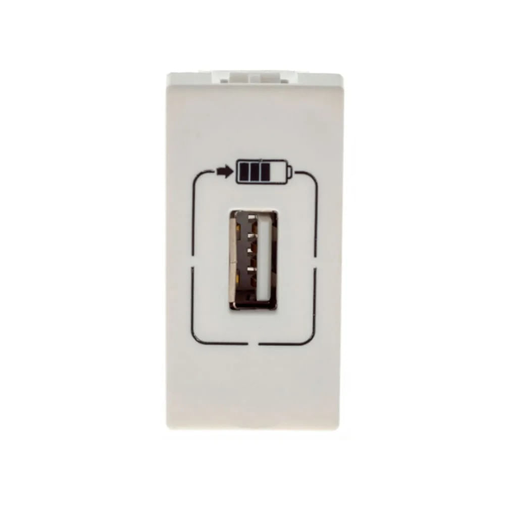 1 Módulo Tomada Carregador 1x USB 1100ma Branco Acetinado Monocromático 615088bc Pial Plus Legrand