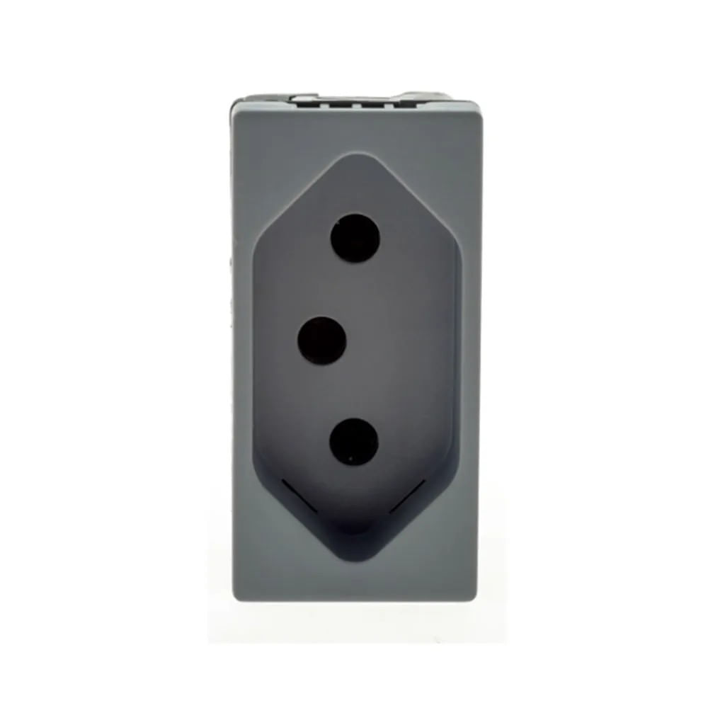 1 Módulo de Tomada 2pt 20A/250V Pinos Cilíndricos 4,8mm Com Identificação De Tensão Borne Parafuso Cinza Acetinado 615060cz Pial Plus Legrand