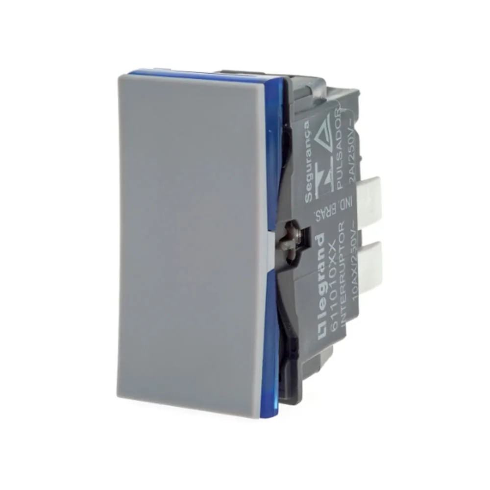 1 Módulo Interruptor Paralelo 10a/250V Borner Automático Cinza Acetinado Monocromático 611011cz Pial Plus Legrand