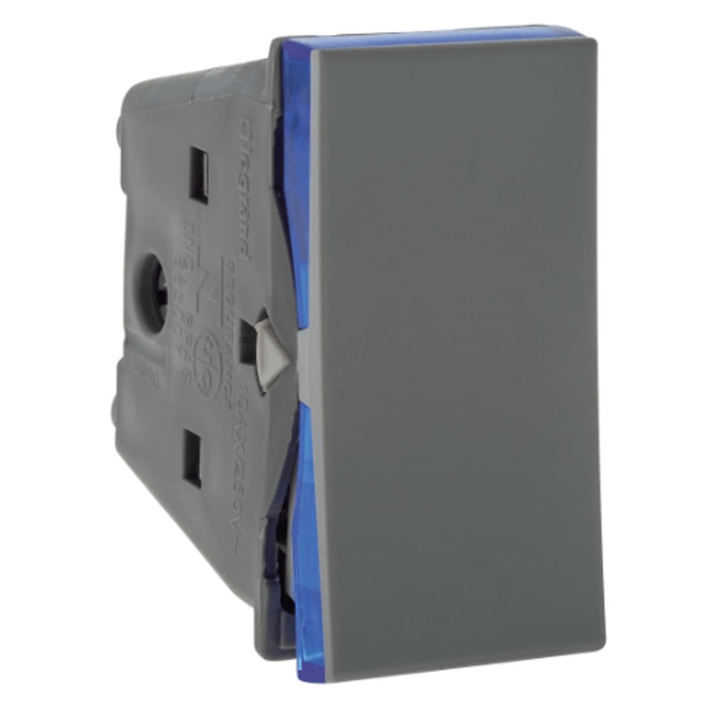 1 Módulo De Interruptor Intermediário 10a/250v Cinza Acetinado Monocromático 612007cz Pial Plus Legrand