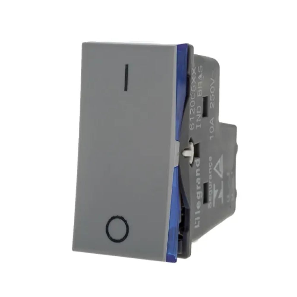 1 Módulo De Interruptor Bipolar Simples 10a/250v Cinza Acetinado Monocromático 612005cz Pial Plus Legrand