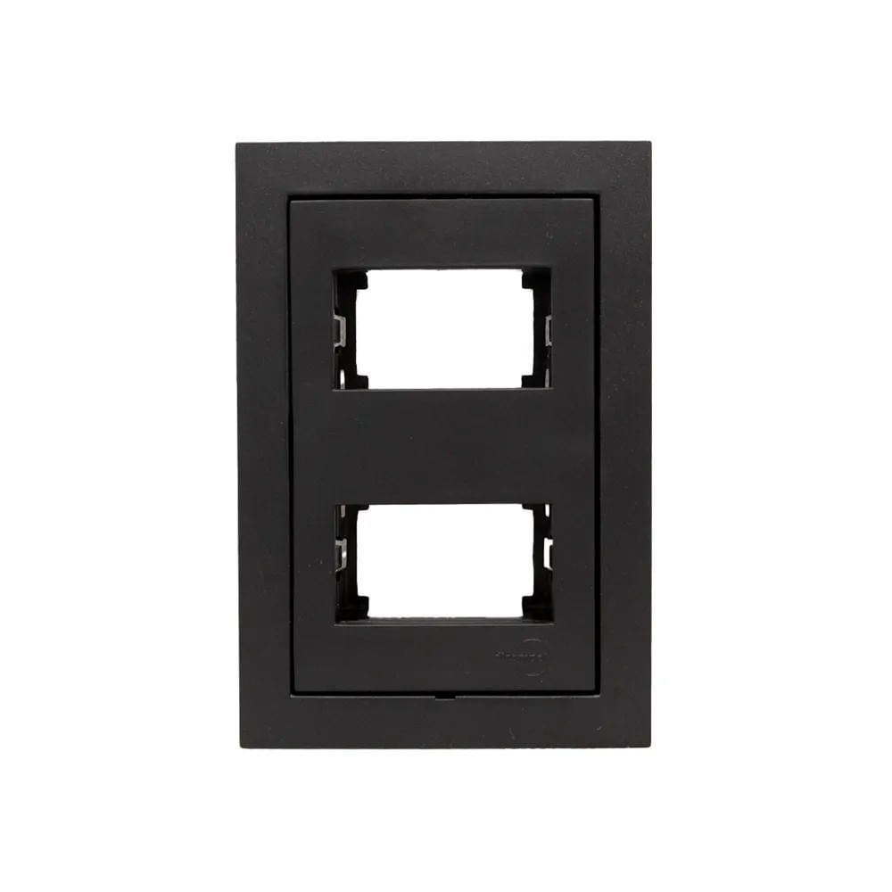 Placa 4X2 2 Módulo Com Suporte Preto Fosco Ekron Dicompel