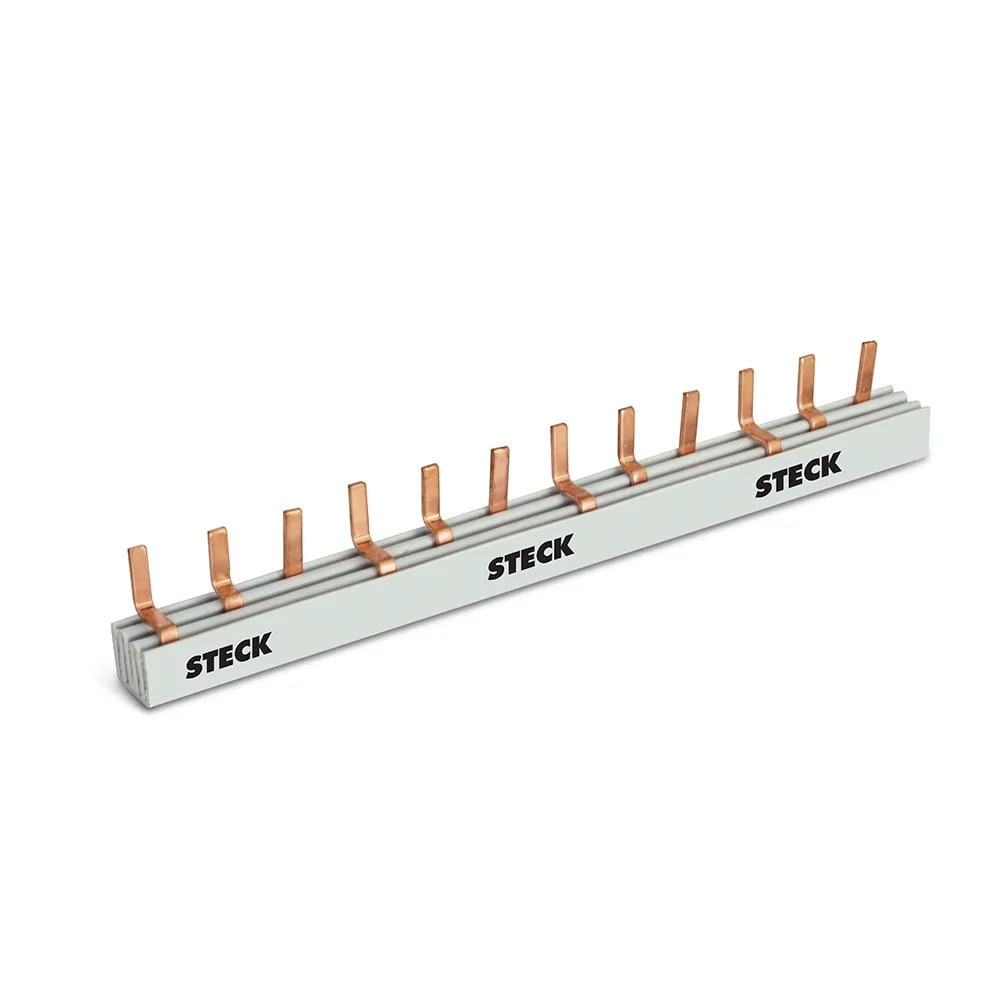 Barramento Trifásico 80a 440v 12 Polos Din Steck Barramento Monofásico 80a 440v 57 Polos Din Steck