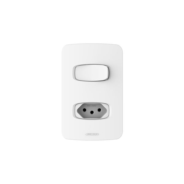 Conjunto 1 Interruptor Simples 1 Tomada 20A 250V Gracia 4x2 Branco Alumbra