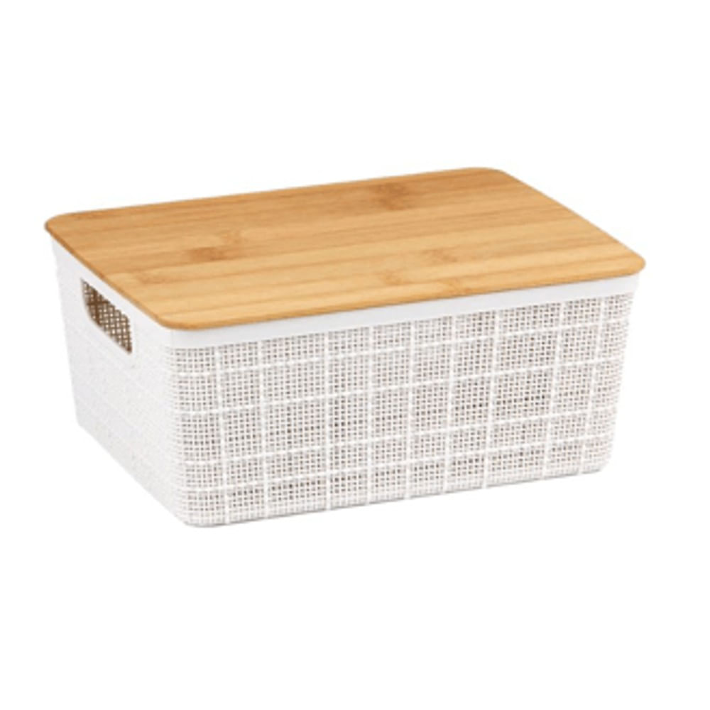 Caixa Organizadora de Bambu 4L Branco Oikos