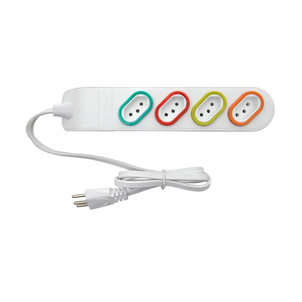 Extensão Elétrica Multitomadas 1,3m 4 Tomadas 2P T 10A DN1840 Branca Daneva