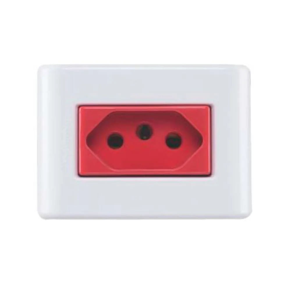 Conjunto 1 Tomada 2pt 20A 250V Lizflex Vermelho 57304019 Tramontina