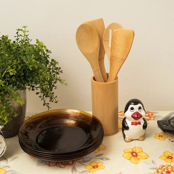 Kit De Utensílios de Bambu 4 Peças Mozcada
