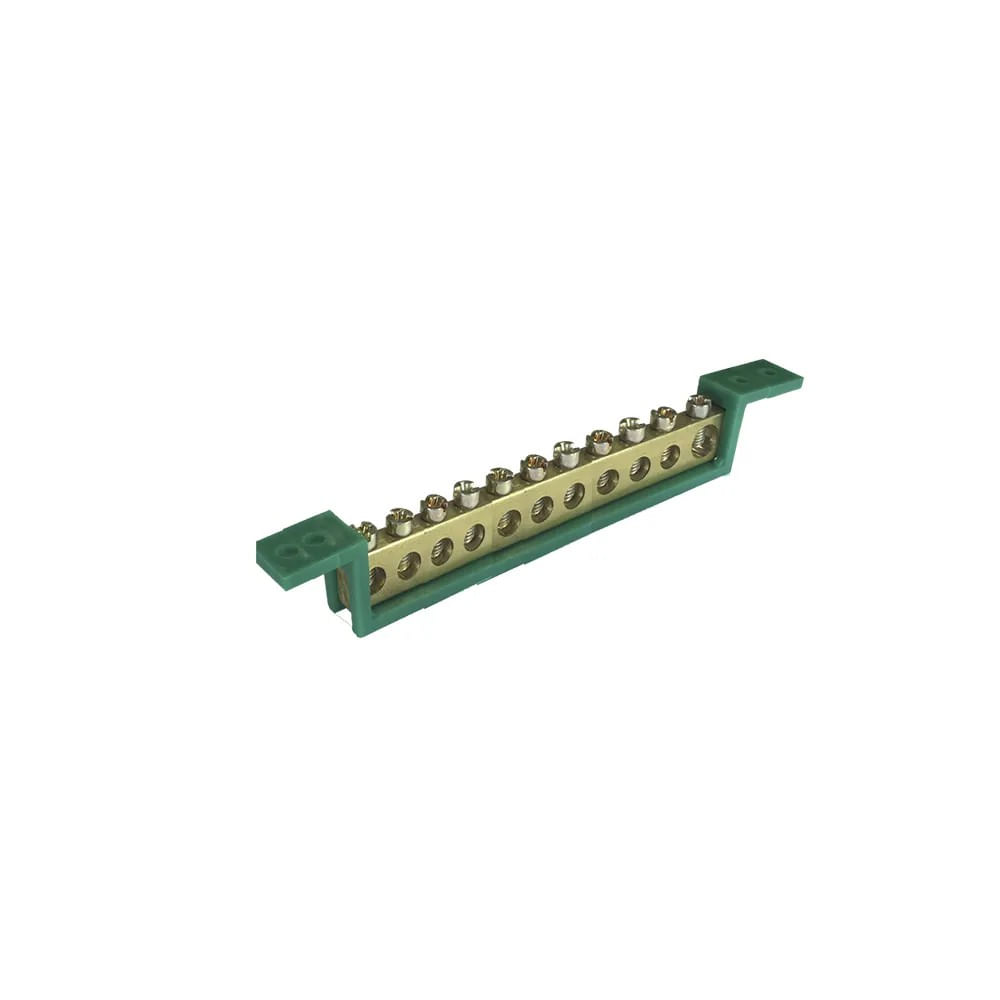 Barramento Terra 11 Terminais Verde Fix 89 E 119 Mm Steck