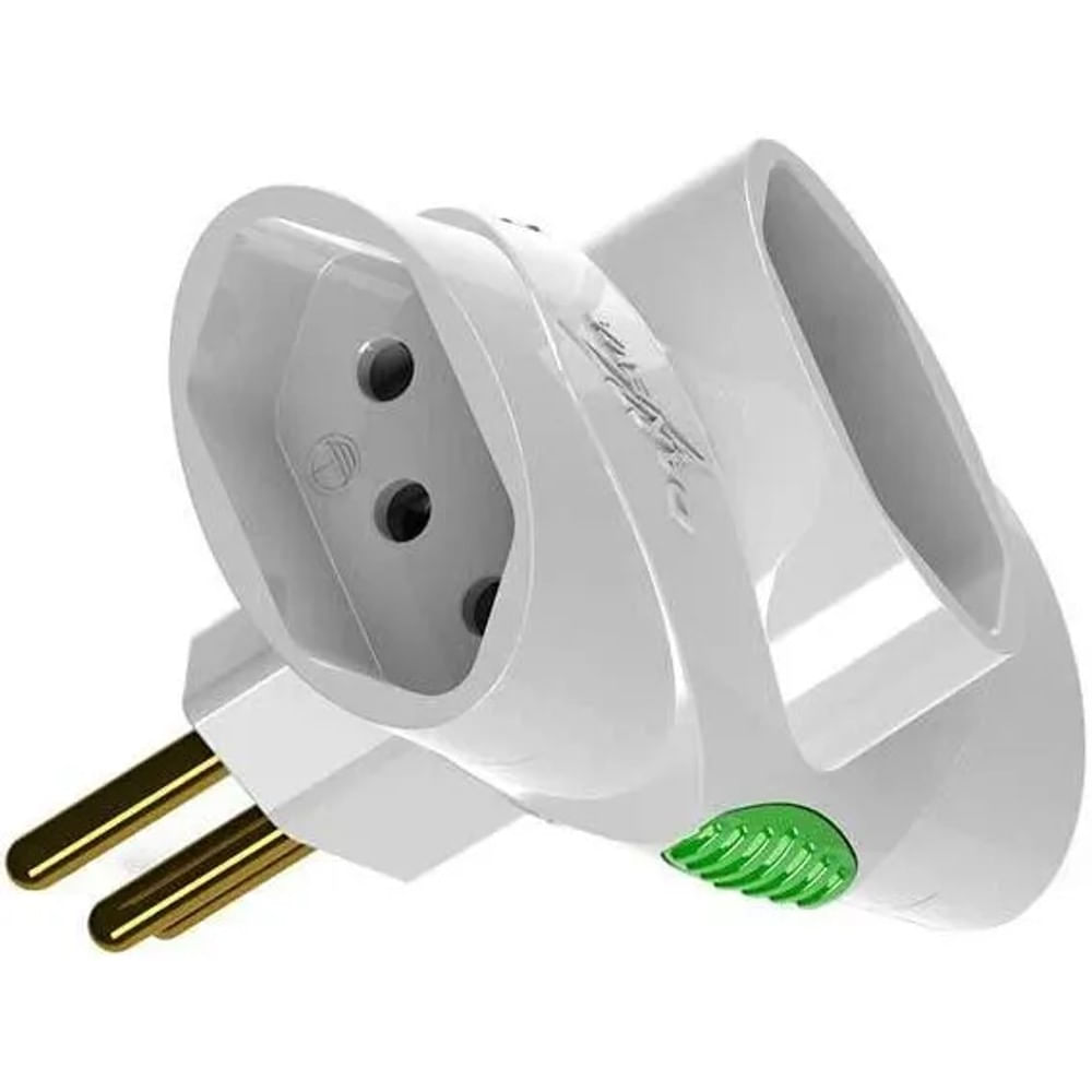 Pino Multiplicador 3 Tomadas 2pt 10A/250V Compacto Saídas Perpendiculares Branco Dn1838 Benjamim Multi Daneva Legrand