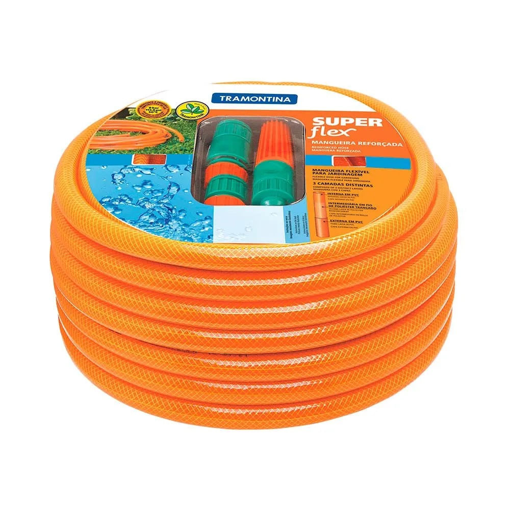 Mangueira para jardim 1/2" Super Flex com engate 15metros Tramontina