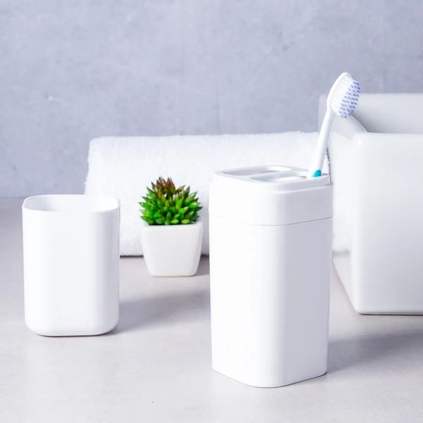 Porta Escova de Dente Brinox Splash com Tampa Branco