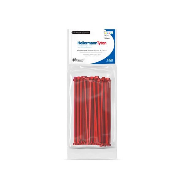 Abracadeira Nylon T30R 150X3,6mm Com 100un Vermelho Hellermanntyton