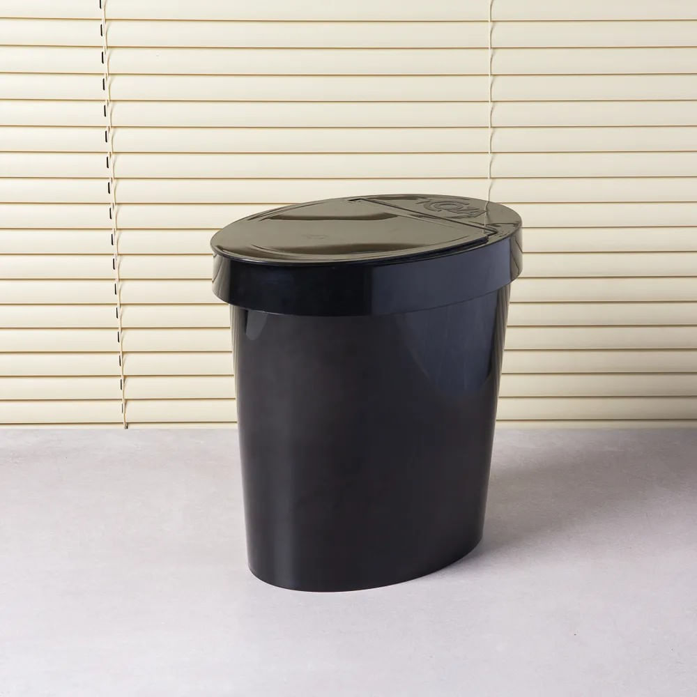 Lixeira oval 5L polietileno preto Brinox