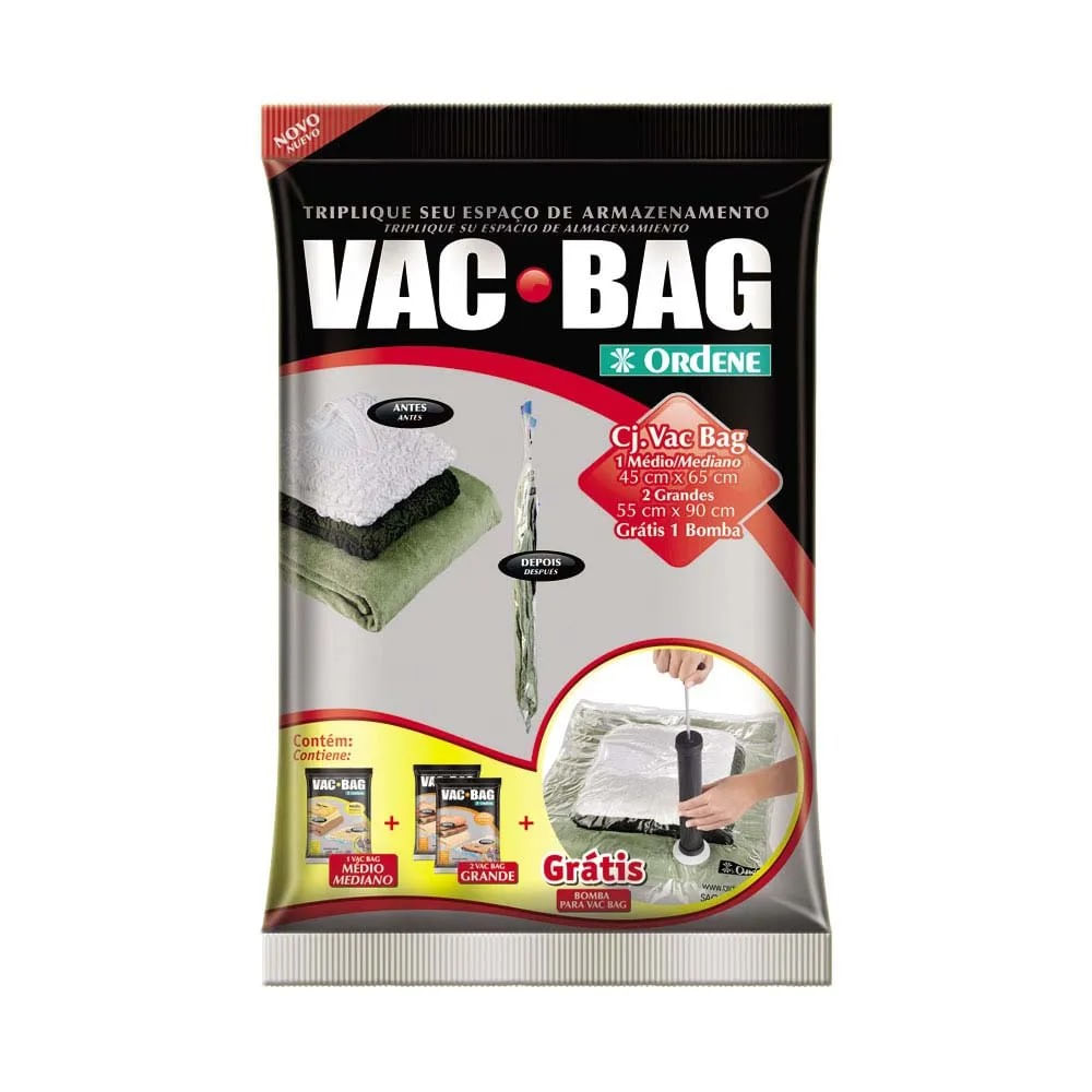 Conjunto Vac Bag Com 1 Un Media E 2 Uni Grandes E Bomba Ordene Conjunto Vac Bag com 1 médio, 2 grandes e 1 bomba Ordene