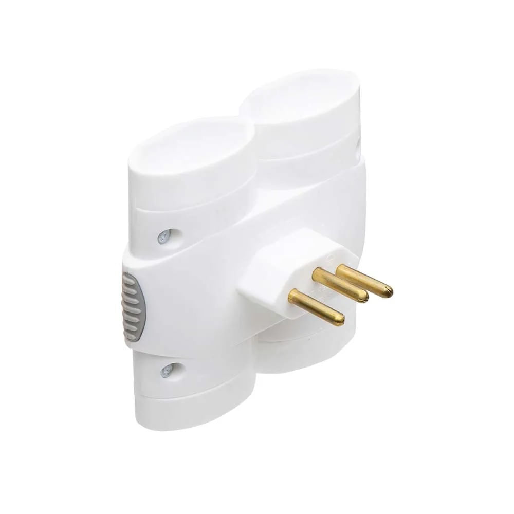 Pino Multiplicador 4 Tomadas 2pt 10A Compacto Saídas Perpendiculares Branco Dn1838 Benjamim Multi Daneva Legrand